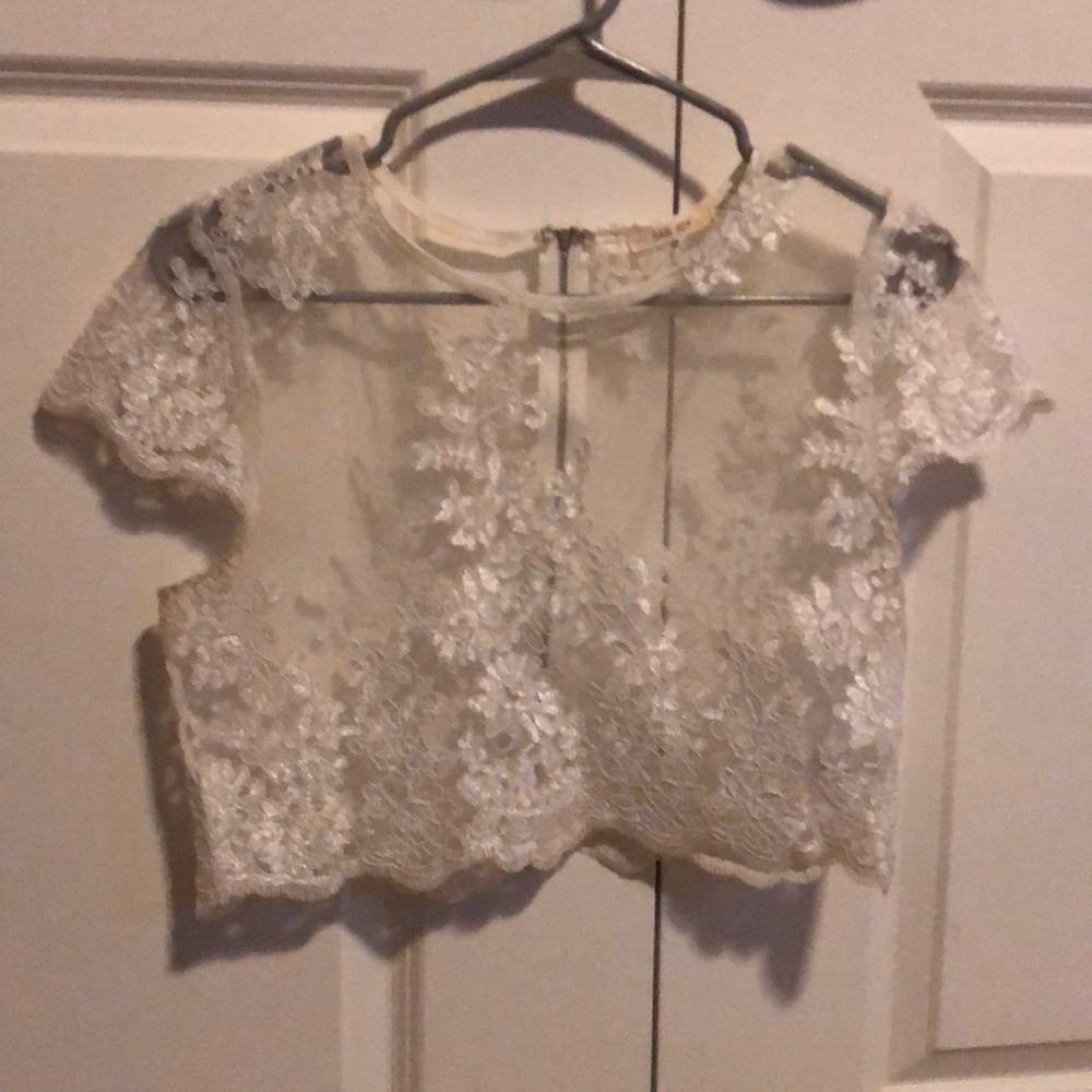 White lace crop top